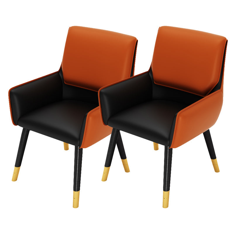 Glam Style Sintered Stone Dining Set Round 1/2/3/4/5 Pieces Dining Table Set 2 Orange Chairs Clearhalo 'Dining Room Sets' 'Dining Tables & Seating' 'dining_room_set' 'furn' 'furn_dining_room_set' 'Furniture' 'Kitchen & Dining Furniture' 6154423