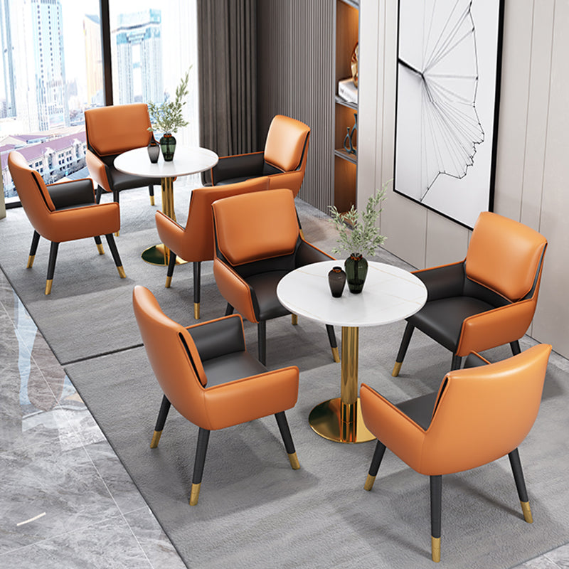 Glam Style Sintered Stone Dining Set Round 1/2/3/4/5 Pieces Dining Table Set Clearhalo 'Dining Room Sets' 'Dining Tables & Seating' 'dining_room_set' 'furn' 'furn_dining_room_set' 'Furniture' 'Kitchen & Dining Furniture' 6154427