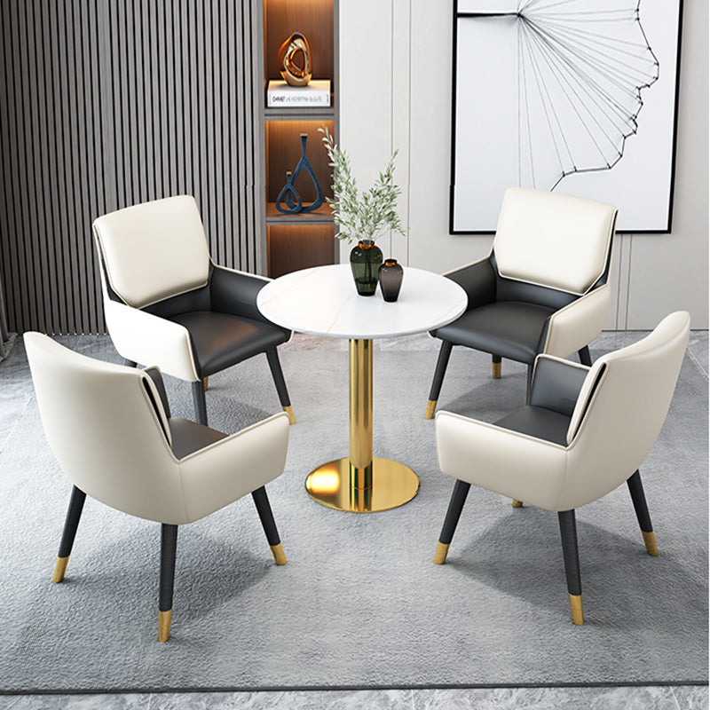 Glam Style Sintered Stone Dining Set Round 1/2/3/4/5 Pieces Dining Table Set Clearhalo 'Dining Room Sets' 'Dining Tables & Seating' 'dining_room_set' 'furn' 'furn_dining_room_set' 'Furniture' 'Kitchen & Dining Furniture' 6154429