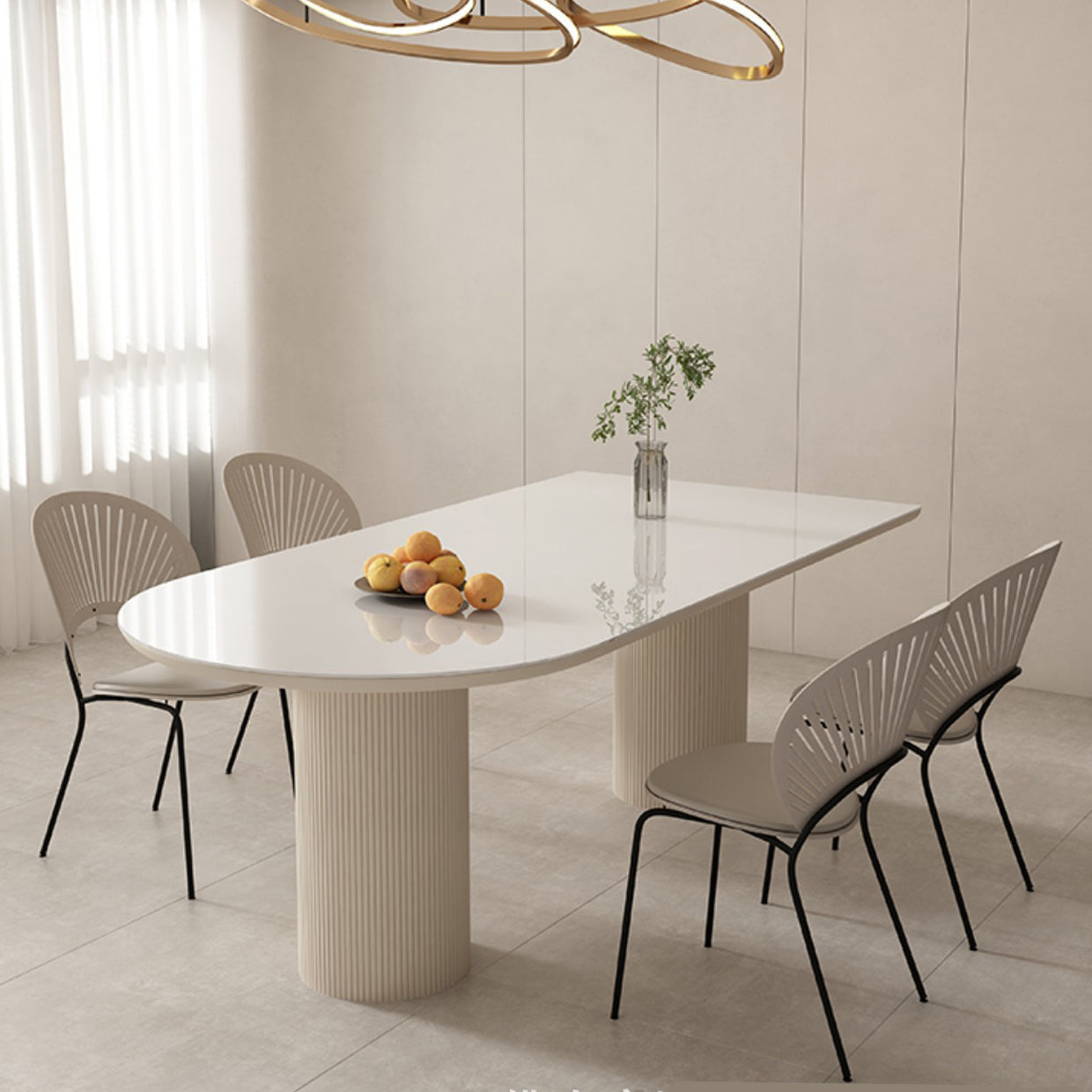 Glam -stijl rechthoekige tafel ingesteld 1/2/4/5/6 stukken eetgelegenheid voor thuisgebruik