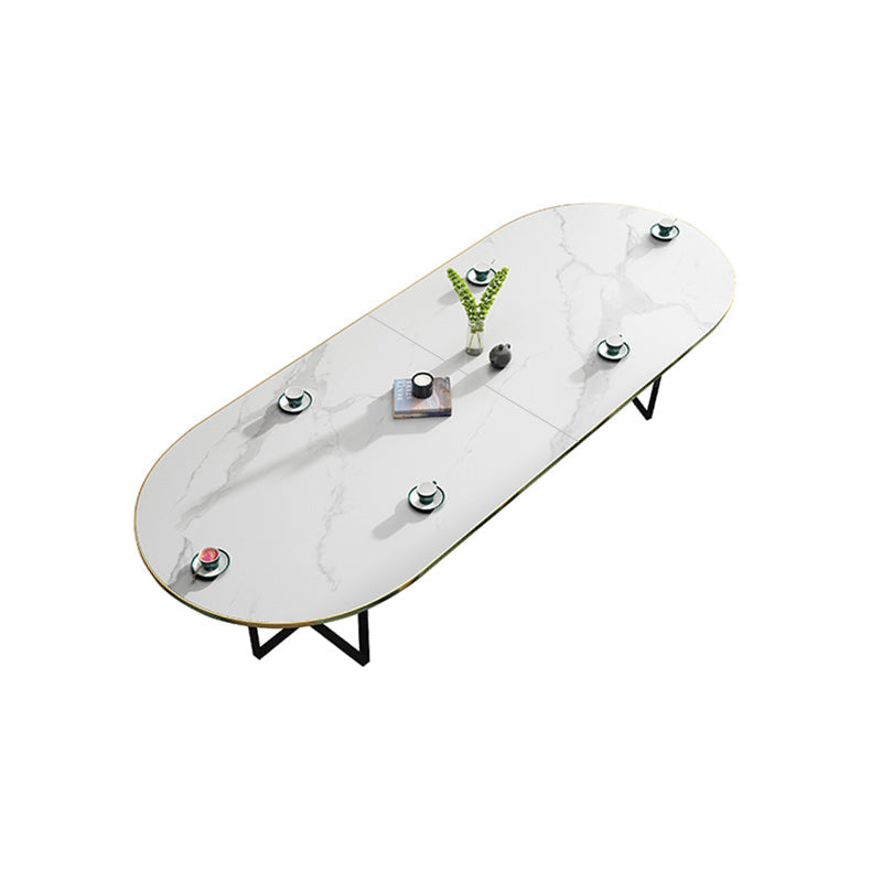 Modern Style White Meeting Table Office Oval Wooden Writing Desk