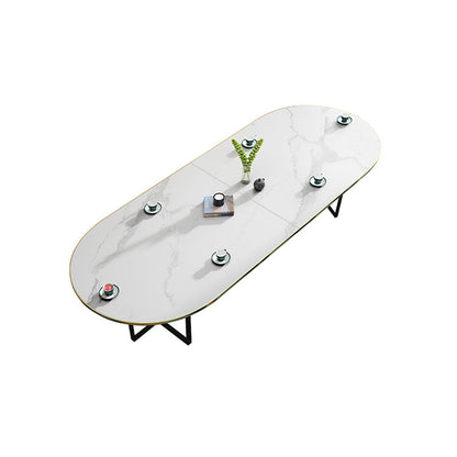 Modern Style White Meeting Table Office Oval Wooden Writing Desk