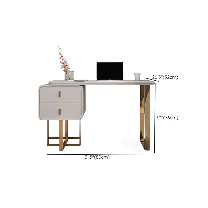 Scrivania di scrittura in peltro piedistallo curvo glam da ufficio per camera da letto