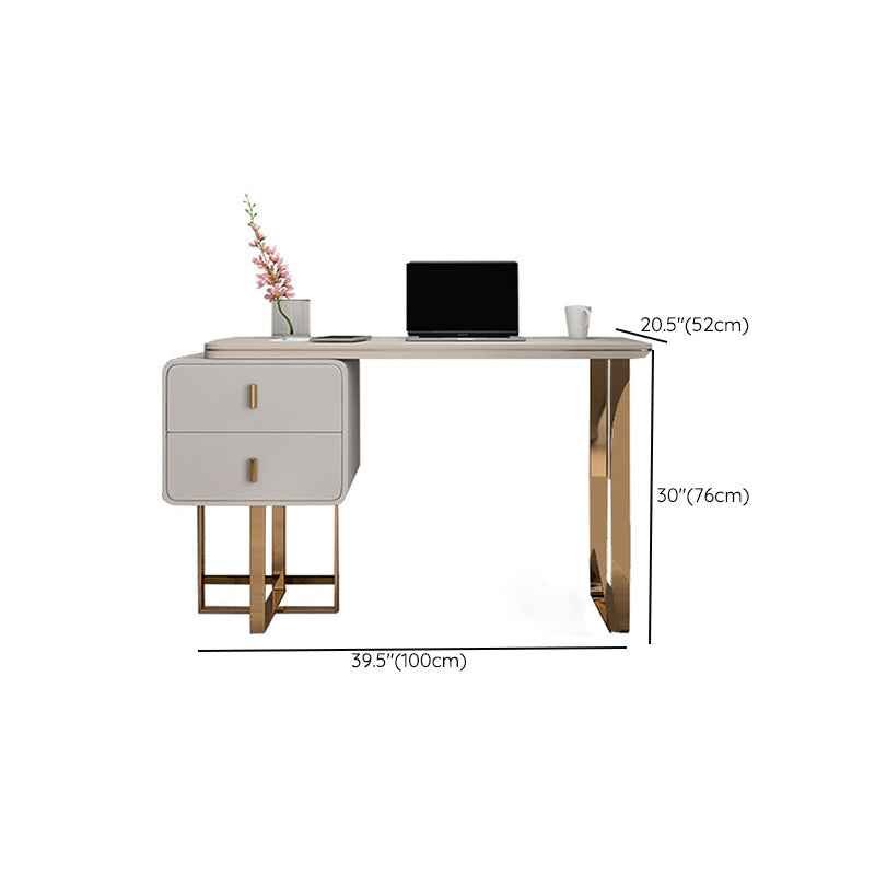 Scrivania di scrittura in peltro piedistallo curvo glam da ufficio per camera da letto