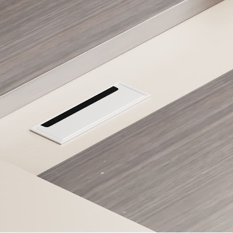 Modern Grey Writing Desk Office Oval Writing Desk with Hutch Clearhalo 'furn' 'furn_office_desk' 'Furniture' 'Office Desks' 'Office Furniture' 'office_desk' 6154522