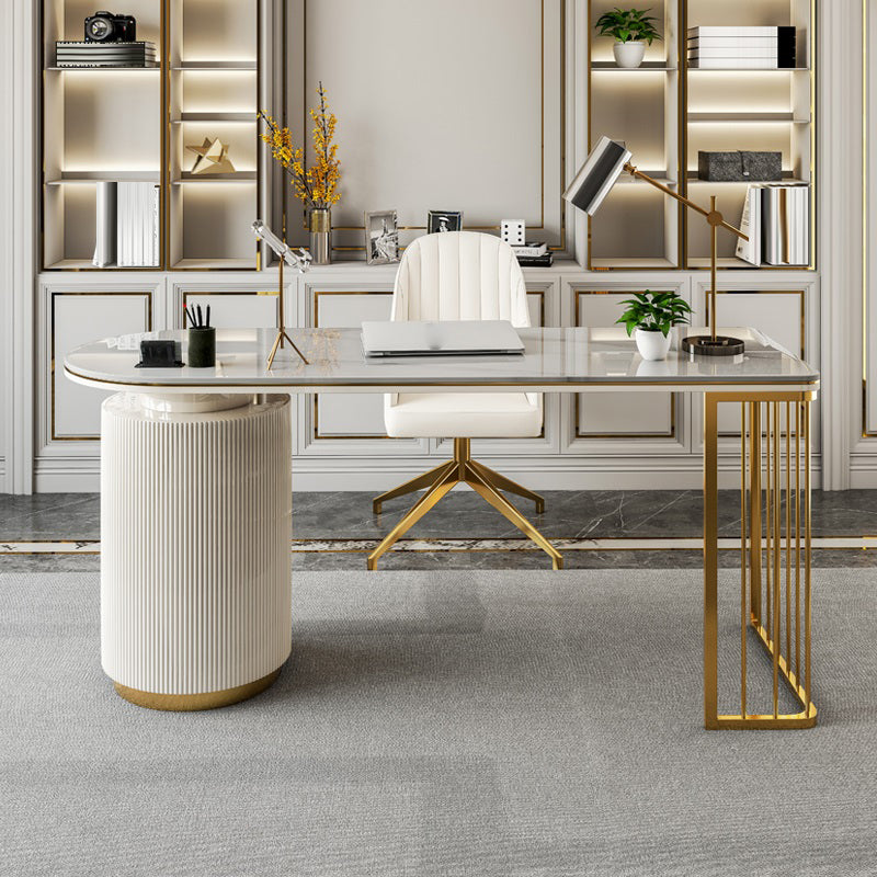 Table d'écriture de forme gratuite moderne Bureau de bureau en pierre enthousiaste avec tiroirs