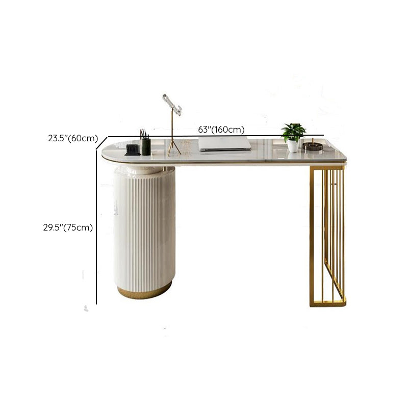 Table d'écriture de forme gratuite moderne Bureau de bureau en pierre enthousiaste avec tiroirs