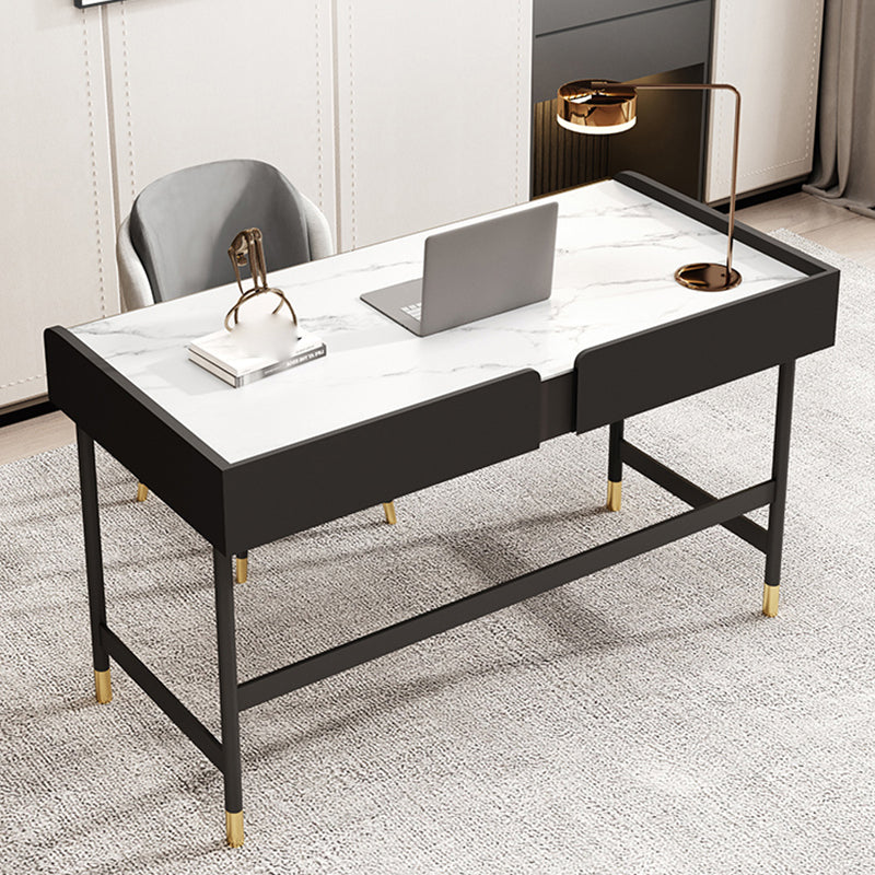 Mesa de escritura de piedra sinterizada rectángulo escritorio de oficina de almacenamiento moderno