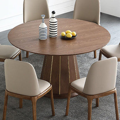 Modern Round Dining Table Wood Base Pedestal Table for Home Kitchen Fixed Table Without Chairs Clearhalo 'Dining Tables & Seating' 'Dining Tables' 'dining_table' 'furn' 'furn_dining_table' 'Furniture' 'Kitchen & Dining Furniture' 6154710
