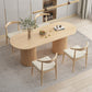 Mesa de comedor de madera ovalada, mesa con pedestal doble moderna, para cocina casera