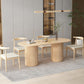 Mesa de comedor de madera ovalada, mesa con pedestal doble moderna, para cocina casera