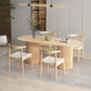 Mesa de comedor de madera ovalada, mesa con pedestal doble moderna, para cocina casera