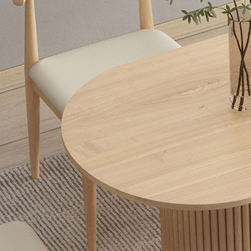 Mesa de comedor de madera ovalada, mesa con pedestal doble moderna, para cocina casera