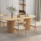 Mesa de comedor de madera ovalada, mesa con pedestal doble moderna, para cocina casera