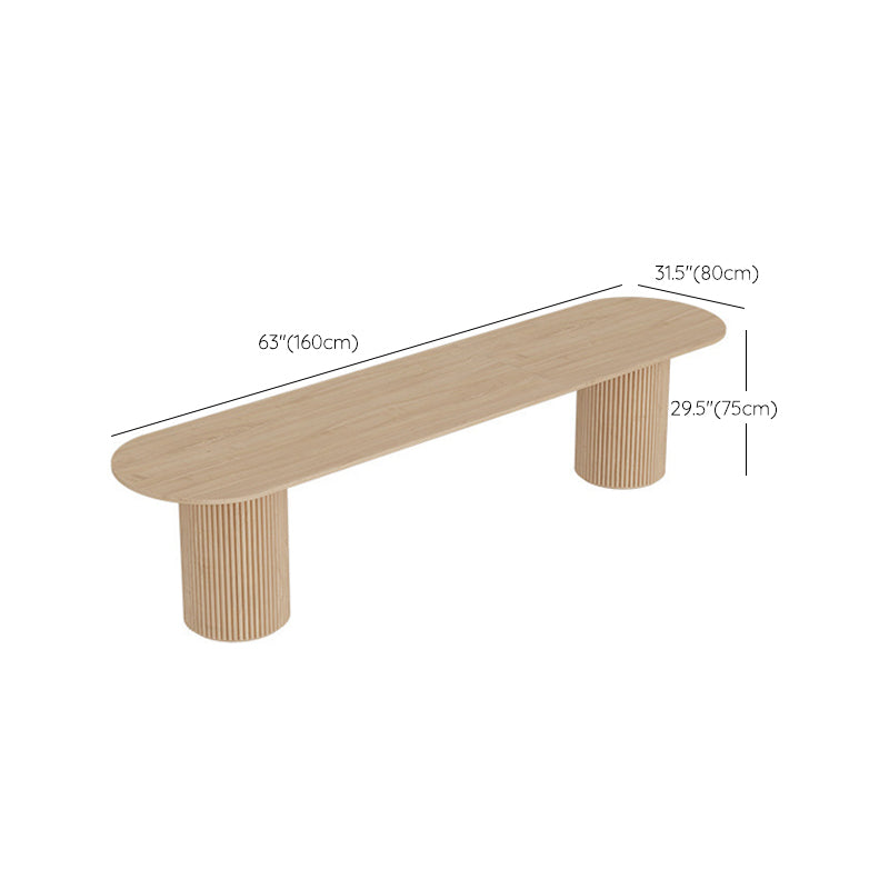 Mesa de comedor de madera ovalada, mesa con pedestal doble moderna, para cocina casera