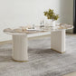 Contemporary Double Pedestal Table Oval Dining Table for Home