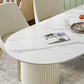Contemporary Double Pedestal Table Oval Dining Table for Home