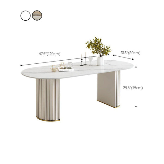 Mesa de comedor ovalada de doble pedestal contemporánea para el hogar
