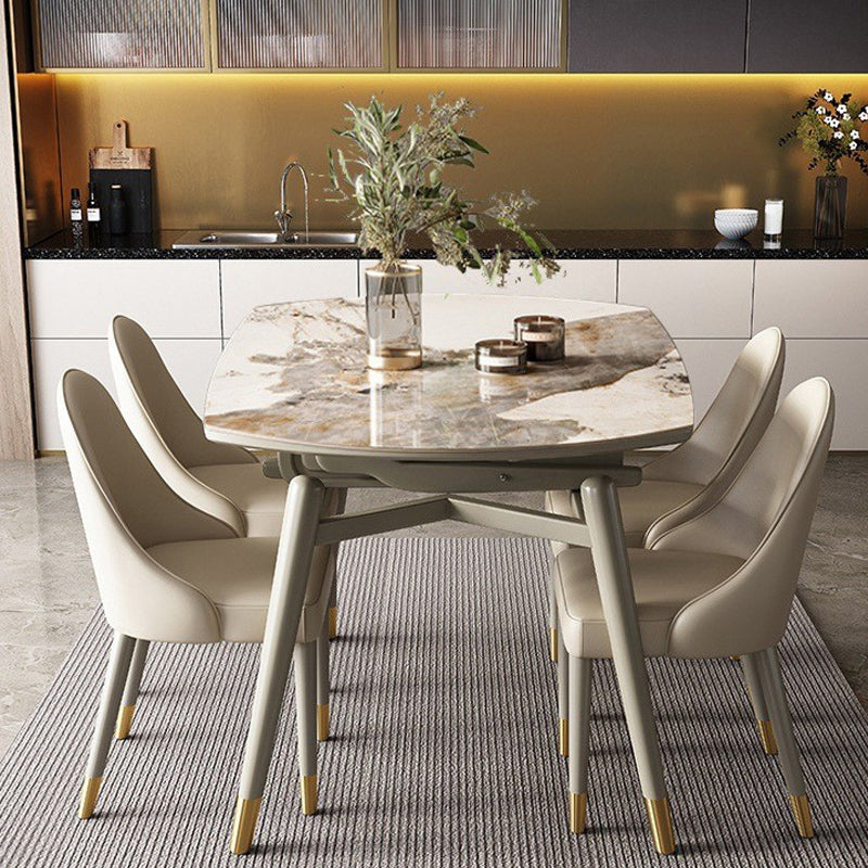 Wood Base Dining Table Contemporary Extendable Dinner Table for Home Pandora & Gold 47.2"L x 29.5"W x 29.5"H Without Chairs Clearhalo 'Dining Tables & Seating' 'Dining Tables' 'dining_table' 'furn' 'furn_dining_table' 'Furniture' 'Kitchen & Dining Furniture' 6154774