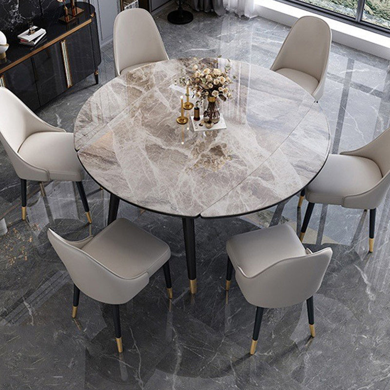 Wood Base Dining Table Contemporary Extendable Dinner Table for Home Light Gray-Black Without Chairs Clearhalo 'Dining Tables & Seating' 'Dining Tables' 'dining_table' 'furn' 'furn_dining_table' 'Furniture' 'Kitchen & Dining Furniture' 6154775