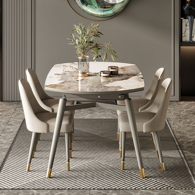 Wood Base Dining Table Contemporary Extendable Dinner Table for Home Clearhalo 'Dining Tables & Seating' 'Dining Tables' 'dining_table' 'furn' 'furn_dining_table' 'Furniture' 'Kitchen & Dining Furniture' 6154783