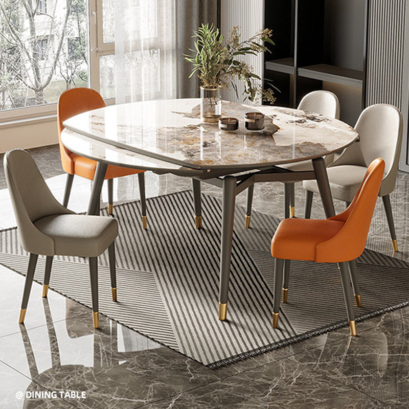 Wood Base Dining Table Contemporary Extendable Dinner Table for Home Clearhalo 'Dining Tables & Seating' 'Dining Tables' 'dining_table' 'furn' 'furn_dining_table' 'Furniture' 'Kitchen & Dining Furniture' 6154784