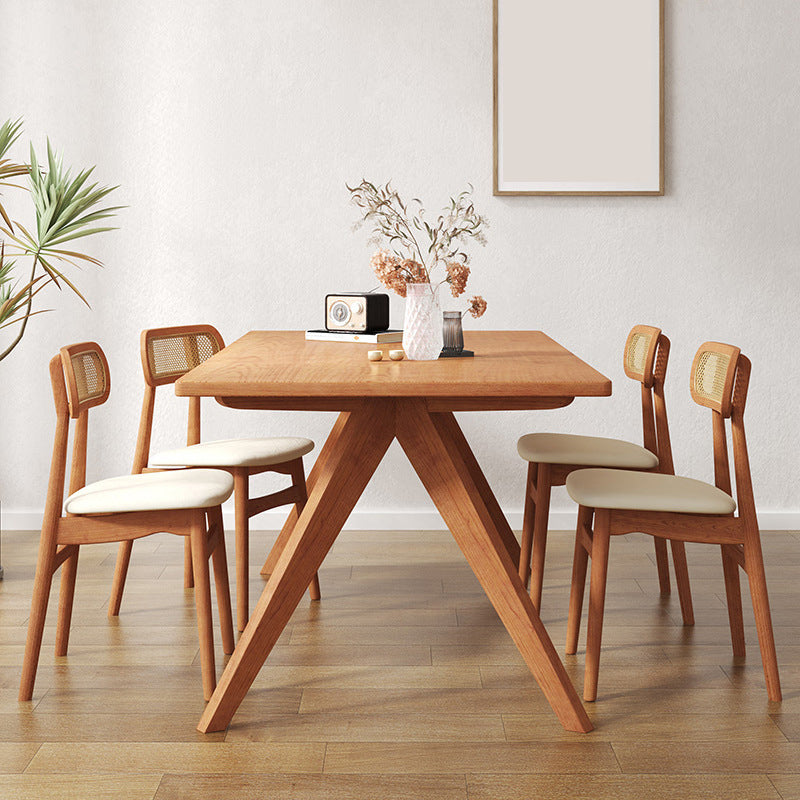 Mesa de cena de madera contemporánea 4 patas de comedor para uso doméstico