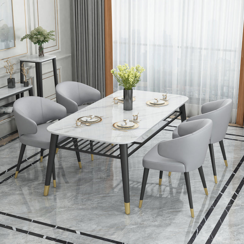 Slate and Metal Table Modern Minimalist Home Rectangular Dining Table