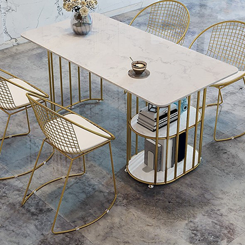 Tavolo in pietra e metallo moderno tavolo da pranzo rettangolare per la casa minimalista