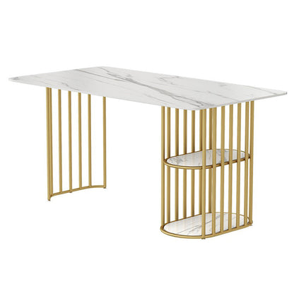 Tavolo in pietra e metallo moderno tavolo da pranzo rettangolare per la casa minimalista