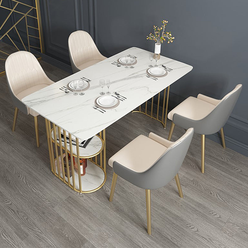 Tavolo in pietra e metallo moderno tavolo da pranzo rettangolare per la casa minimalista