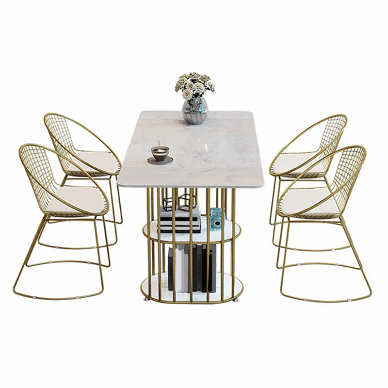 Tavolo in pietra e metallo moderno tavolo da pranzo rettangolare per la casa minimalista