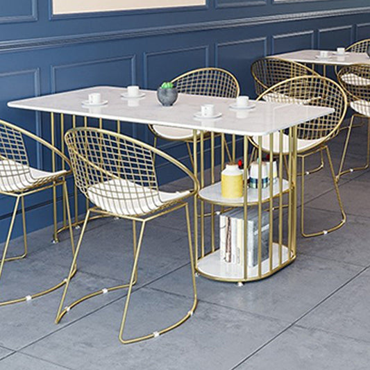 Mesa de piedra y metal Mesa de comedor rectangular minimalista moderna