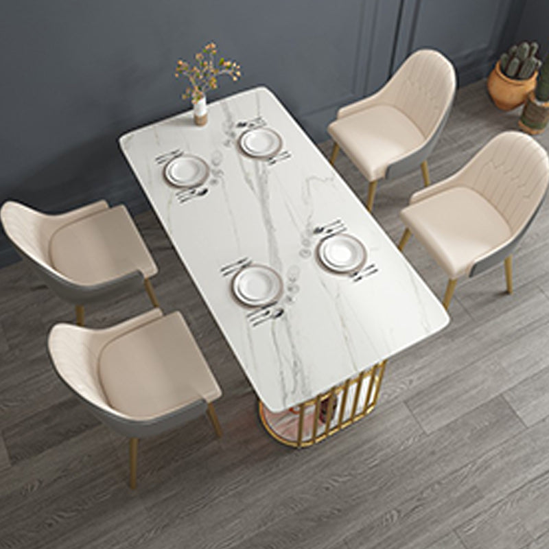 Tavolo in pietra e metallo moderno tavolo da pranzo rettangolare per la casa minimalista