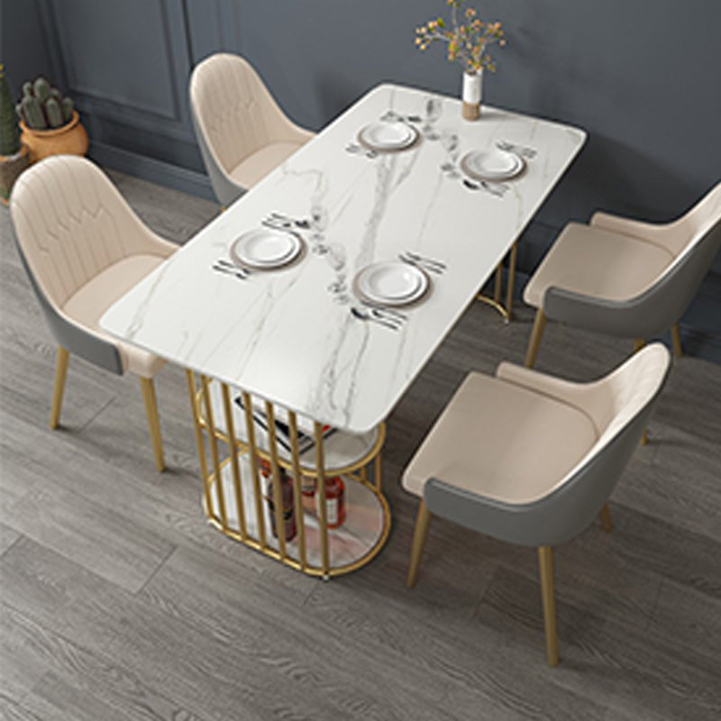 Tavolo in pietra e metallo moderno tavolo da pranzo rettangolare per la casa minimalista