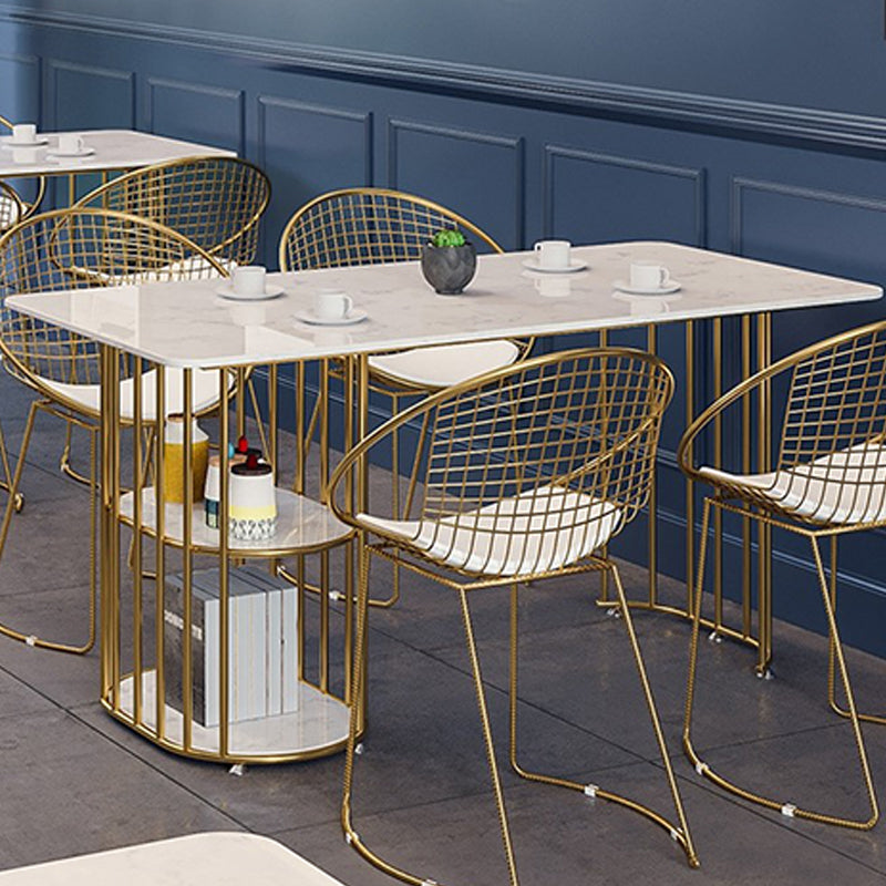 Tavolo in pietra e metallo moderno tavolo da pranzo rettangolare per la casa minimalista