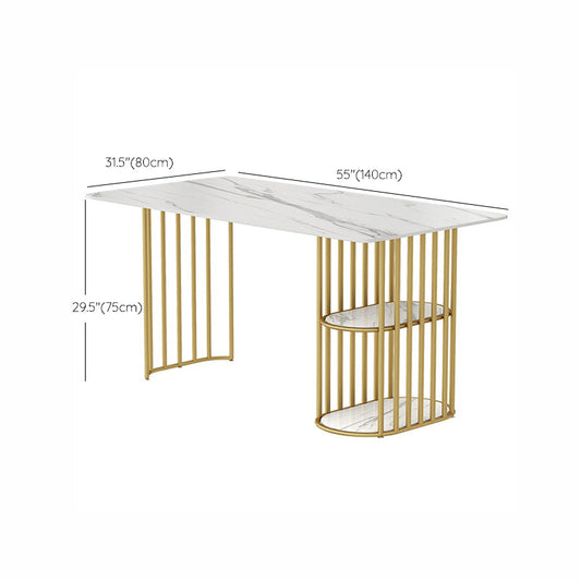 Mesa de piedra y metal Mesa de comedor rectangular minimalista moderna