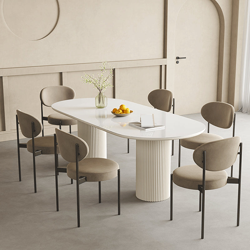 Mesa de pizarra y metal estilo glam sencilla casa de comedor ovalado en casa simple