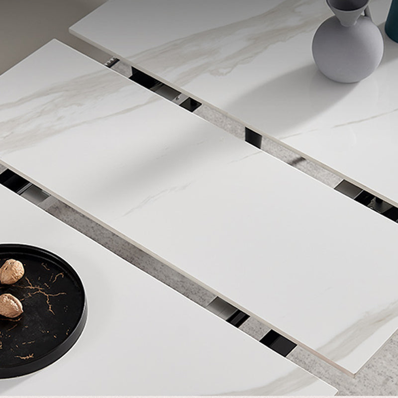 Simplicity Rectangle Home Fixed Desk Extendable Sintered Stone Dining Table Clearhalo 'Dining Tables & Seating' 'Dining Tables' 'dining_table' 'furn' 'furn_dining_table' 'Furniture' 'Kitchen & Dining Furniture' 6154907