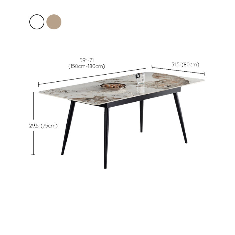 Simplicity Rectangle Home Fixed Desk Extendable Sintered Stone Dining Table Clearhalo 'Dining Tables & Seating' 'Dining Tables' 'dining_table' 'furn' 'furn_dining_table' 'Furniture' 'Kitchen & Dining Furniture' 6154910
