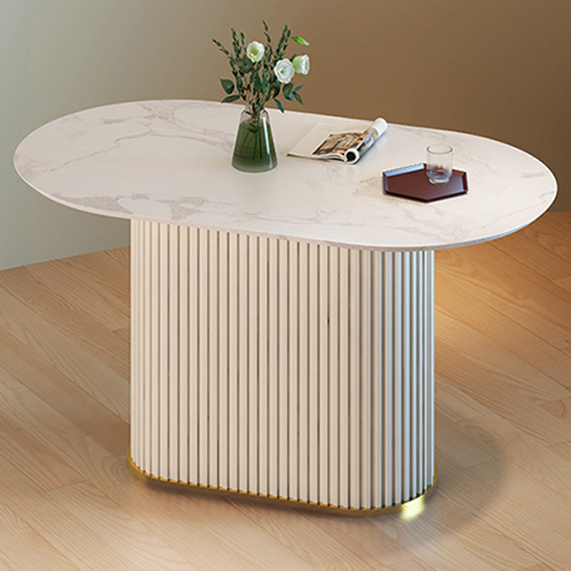 Tavolo da tavolo glam di ardesia e metallo semplice ristorante bianco tavolo da pranzo ovale