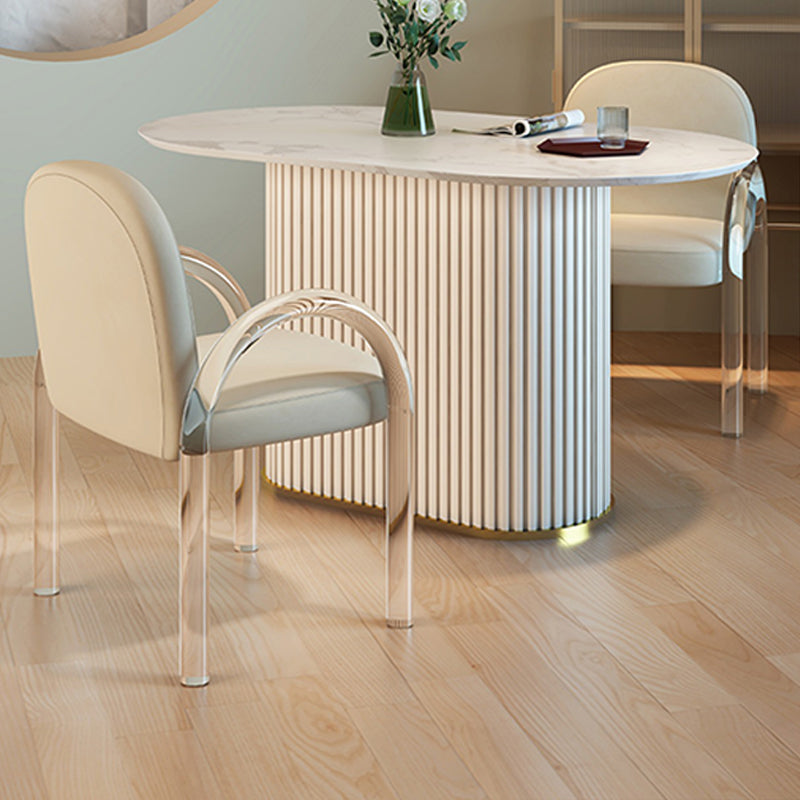 Tavolo da tavolo glam di ardesia e metallo semplice ristorante bianco tavolo da pranzo ovale