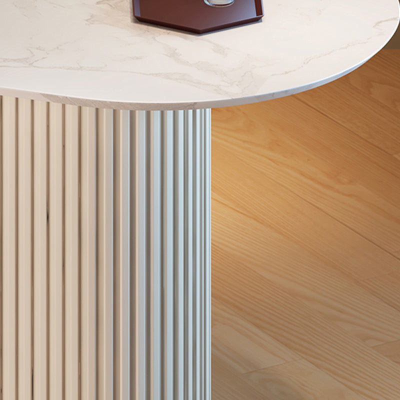 Tavolo da tavolo glam di ardesia e metallo semplice ristorante bianco tavolo da pranzo ovale