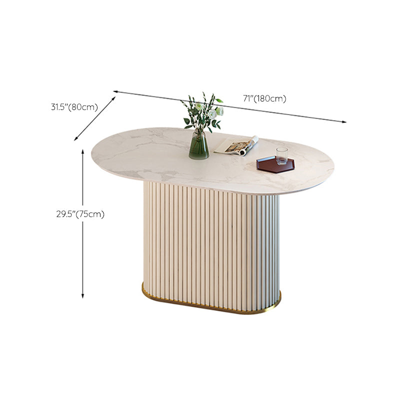 Tavolo da tavolo glam di ardesia e metallo semplice ristorante bianco tavolo da pranzo ovale