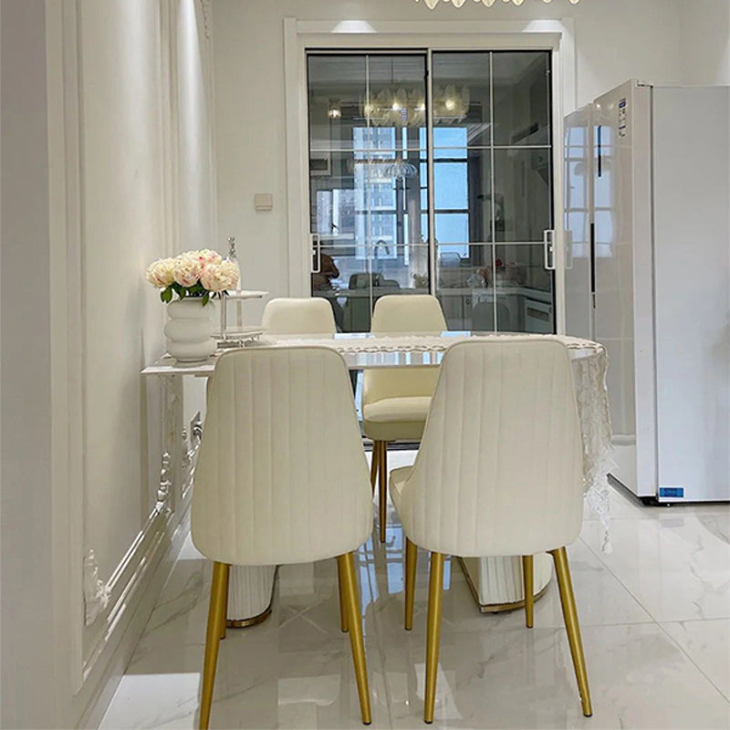 Table à ardoise et en métal Glam Style Simple Restaurant Table à manger de forme libre