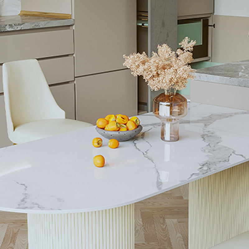 Table à ardoise et en métal Glam Style Simple Restaurant Table à manger de forme libre