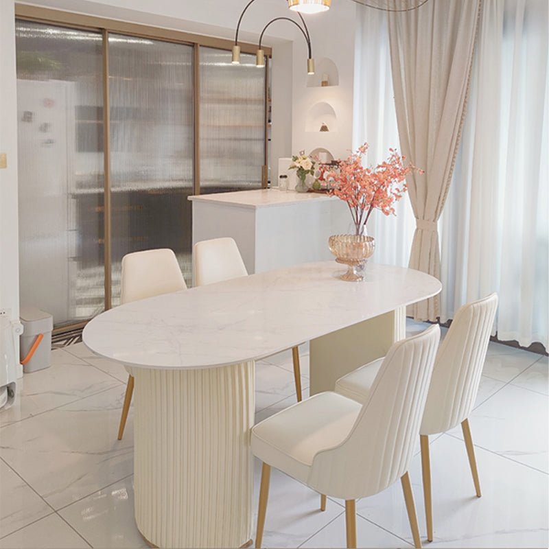 Table à ardoise et en métal Glam Style Simple Restaurant Table à manger ovale