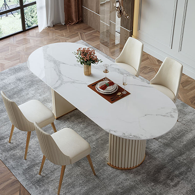 Table à ardoise et en métal Glam Style Simple Restaurant Table à manger ovale