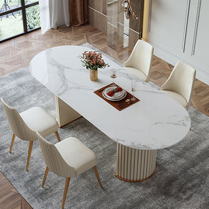 Table à ardoise et en métal Glam Style Simple Restaurant Table à manger ovale