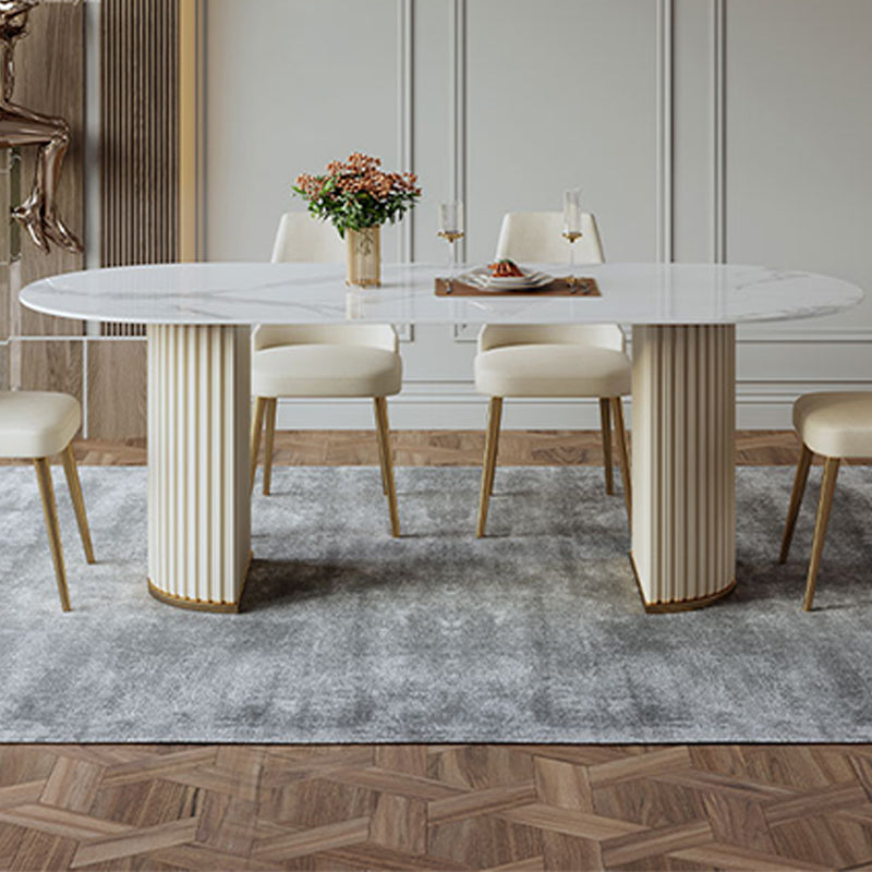 Table à ardoise et en métal Glam Style Simple Restaurant Table à manger ovale